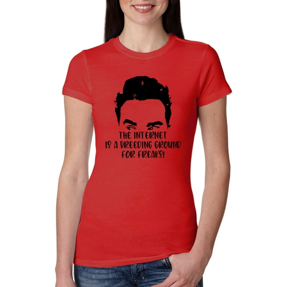 Internet is a Breeding Ground David Schitt's TV Quote Pop Culture Womens Slim Fit Junior Tee, Red, 2XL