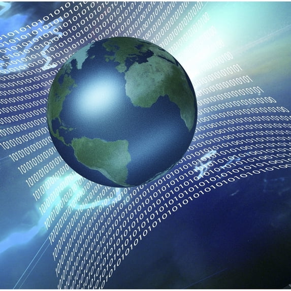 Internet represented by web of binary Poster Print by Bruce Rolff/Stocktrek Images