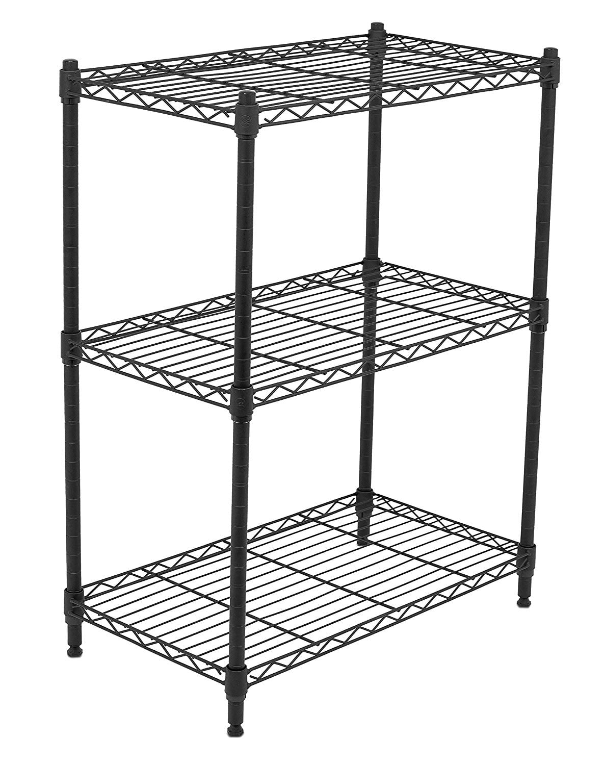 Black Adjustable 3-Tier Wire Utility Shelving Unit