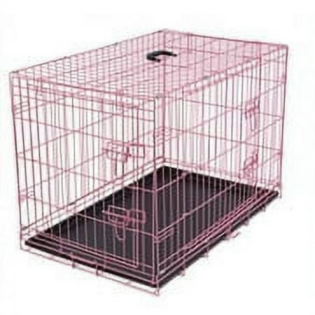 Internet's Best Double Door Steel Dog Kennel - Small 24" - Pink