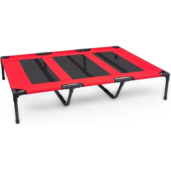 Internet's Best Dog Cot - 48 x 36 - Elevated Dog Bed - Cool Breathable Mesh - Indoor or Outdoor Use - Large - Red