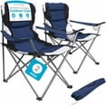 thumbnail image 1 of Internet's Best Padded Camping Folding Chair - Comfortable Outdoor Sports Chairs w/Cup Holder, Portable Carry Bag - for Beach, Park, Soccer, Baseball, Softball, Picnic, Adults - Navy Blue 2 - Pack, 1 of 5