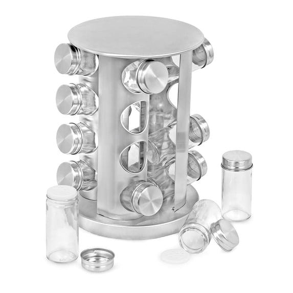Internet's Best Revolving Spice Tower - Round Spice Rack - Set of 16 Spice Jars