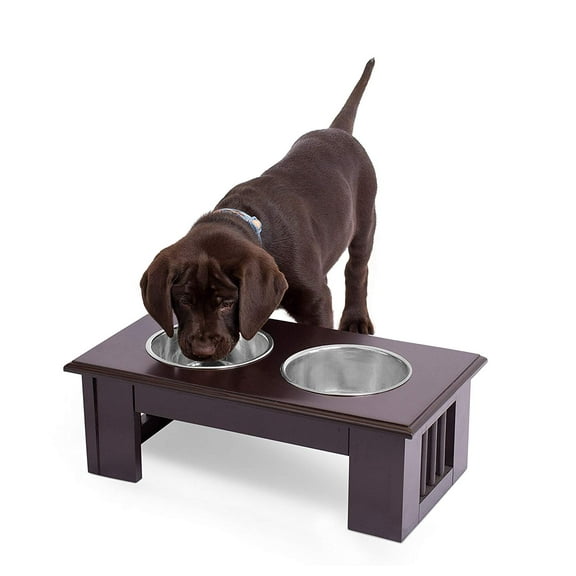 Internet's Best Traditional Elevated Pet Feeder - 2 Small Dog Food Bowls