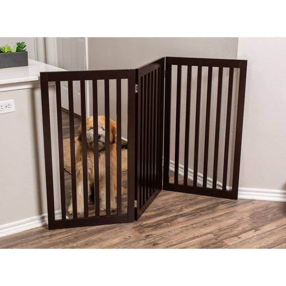 Internet's Best Traditional Pet Gate - 3 Panel - 36" Tall - Espresso