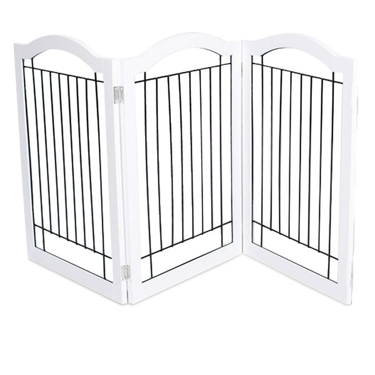 Internet s Best Wire Dog Gate with Arched Top 3 Panel 30 Tall White