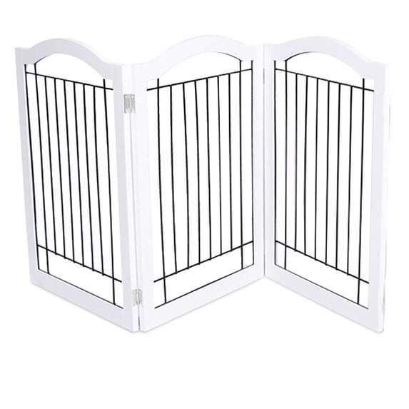 Internet's Best Wire Dog Gate with Arched Top - 3 Panel - 30" Tall - White