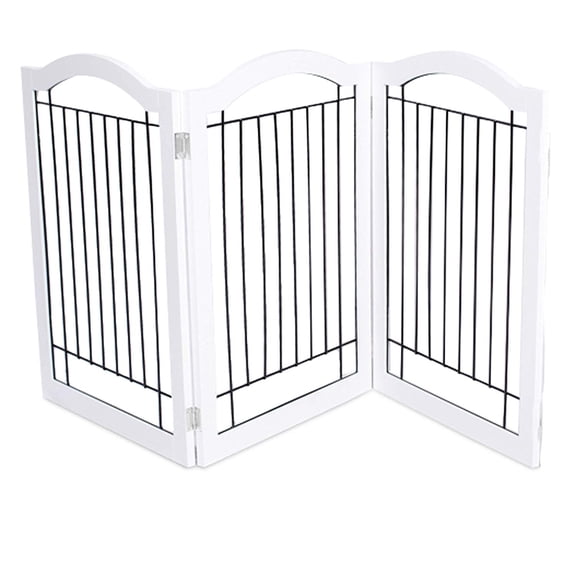 Internet's Best Wire Dog Gate with Arched Top - 3 Panel - 30" Tall - White