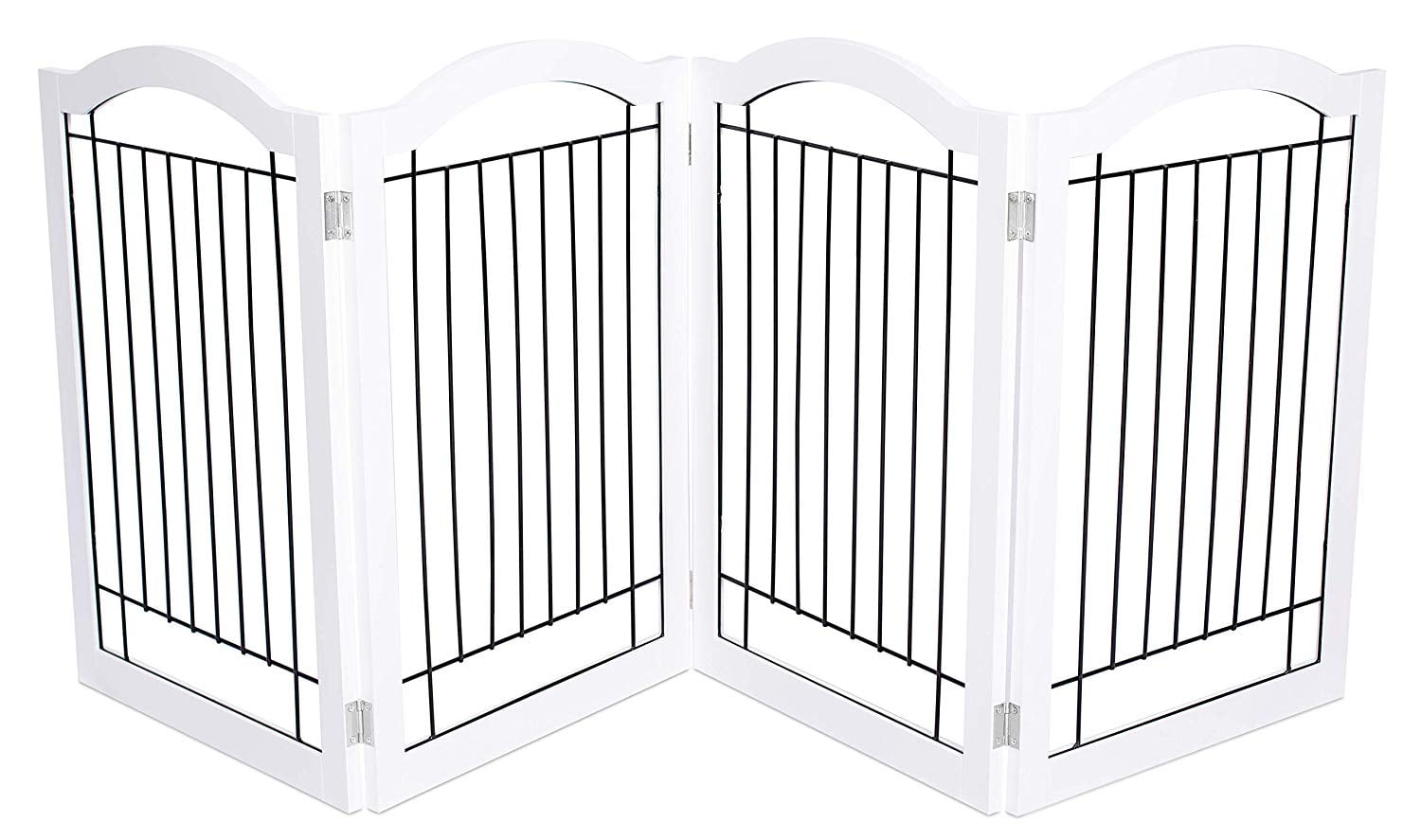 White Arched Top 4-Panel Wire Dog Gate