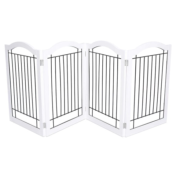 Internet's Best Wire Dog Gate with Arched Top - 4 Panel - 30" Tall - White