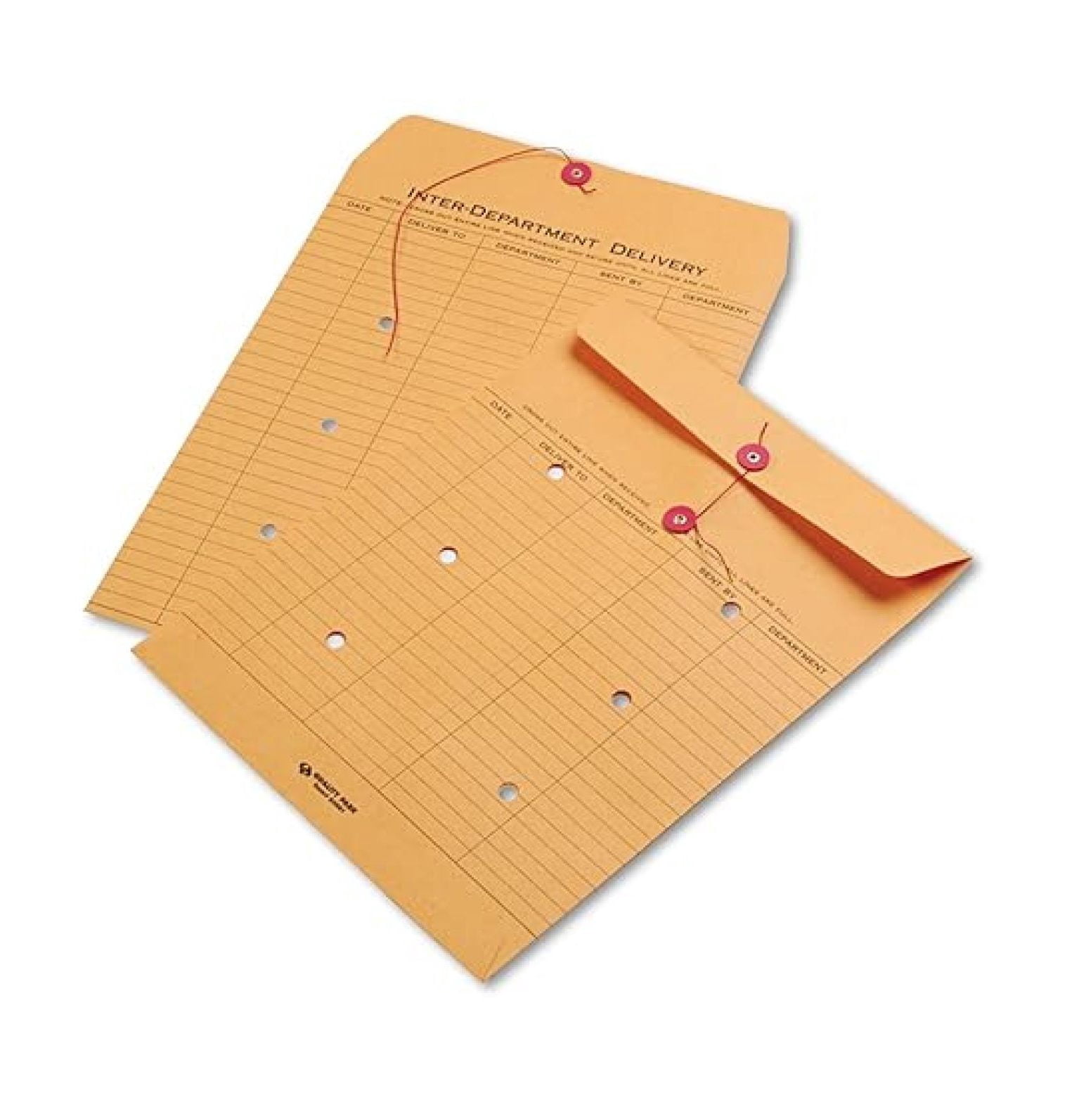 Interoffice Envelopes 10 x 13, 100 Pack - Brown Routing Envelopes with String & Button, 28 lb Paper, Reusable Document Mailers for Office