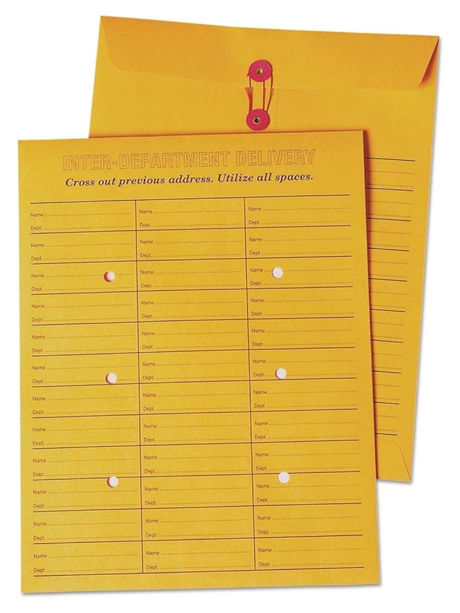 Interoffice Envelopes String-Tie 10x13 Brown - 100 Pack - Reusable Office Mail Envelopes - Durable 28lb Paper - Internal Mail Distribution