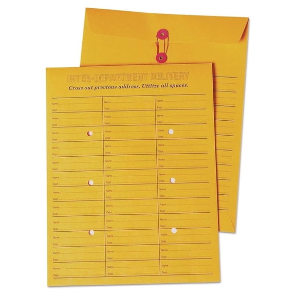 , Interoffice Envelopes, String-Tie Box, Brown , 10x13, 100 per Box (63562), Light Brown