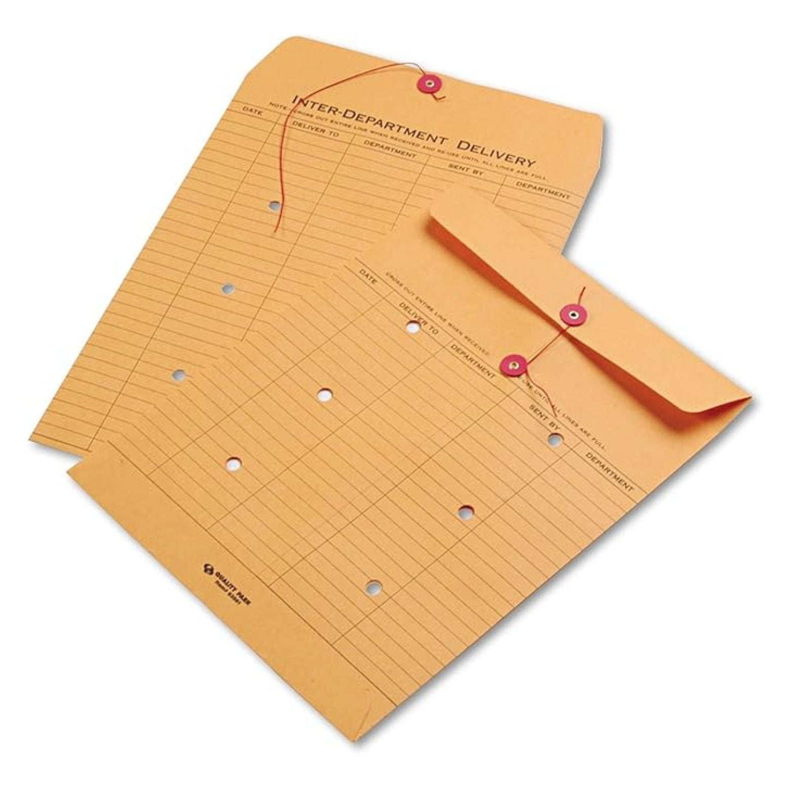 Interoffice Envelopes, String and Button, Brown , 10 x 13, 100 per Case, (63561)