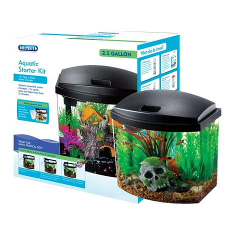 Interpet Aquatic Starter Kit Fish Tank Aquarium, Clear Acrylic, 2.5 Gallons, 11.5 x 12.5 in