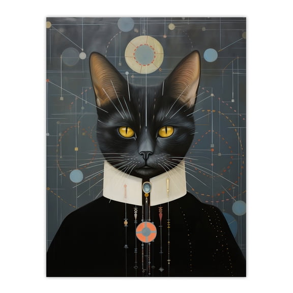 Interplanetary Cat King Oil Painting Conceptual Art Cosmic Empire Ruler Futuristic Feline Portrait Unframed Wall Art Print Poster Home Decor Premium
