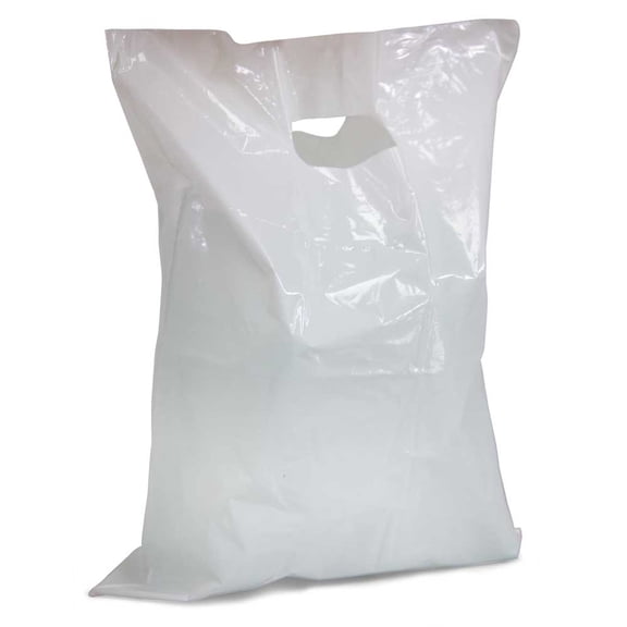 Interplas MB-H-16W White Die Cut Handle Merchandise Bags LDPE, 22.5" Height, 16" Width (Case of 500)