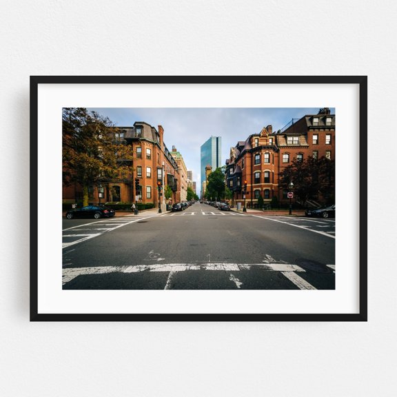 Intersect, Back Bay - Boston Massachusetts Photography City Architecture Street Photography Skyline Vintage Scenic Black Framed Wall Art Print 5 x 7 inches