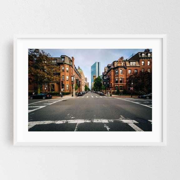 Intersect, Back Bay - Boston Massachusetts Photography City Architecture Street Photography Skyline Vintage Scenic White Framed Wall Art Print 5 x 7 inches