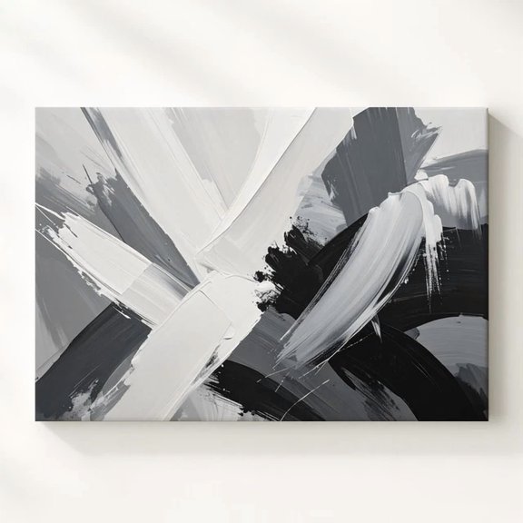 Intersecting Forces Postergrayscale Abstract Brushstroke Art
