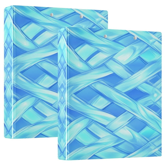 Intersecting Grids Bright Colors 12.4x10.6in PVC Round Ring Binder, D-Ring 3-Hole, Metal Clip, 200 Sheets