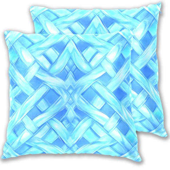 Intersecting Grids Bright Colors 18x18in 2-Piece Cotton Fleece Throw Pillow Covers, Shrink Resistant, Hidden Zip