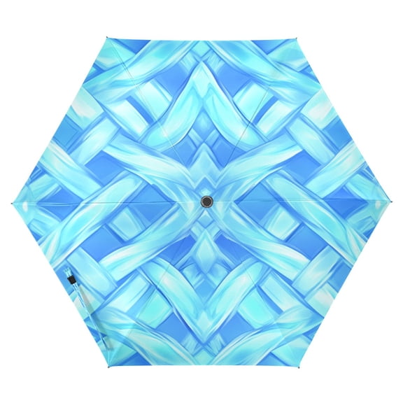 Intersecting Grids Bright Colors Folding Umbrella UV50+ Waterproof Sun Protection Auto Open Close Compact Fiberglass Frame