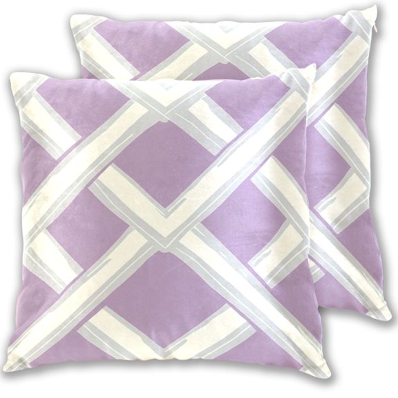 Intersecting Grids Pattern 18x18in 2-Piece Cotton Fleece Throw Pillow Covers, Shrink Resistant, Hidden Zip