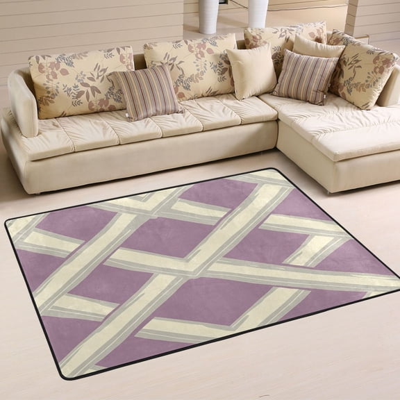 Intersecting Grids Pattern Soft Polyester Area Rug 36''x24'', Non Slip, Memory Foam, Water Absorbent