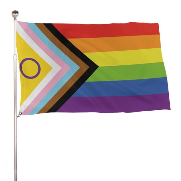Intersex Inclusive Progress Pride Flag Pride Flags LGBTQ Flag Bisexual Gay Progress Rainbow Flag Single Sided 2x3 Ft Garden Outdoor Indoor Decor