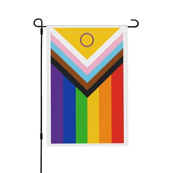 Intersex Progress Rainbow Garden Flag Double Sided Outdoor Yard Decor 12x18 in