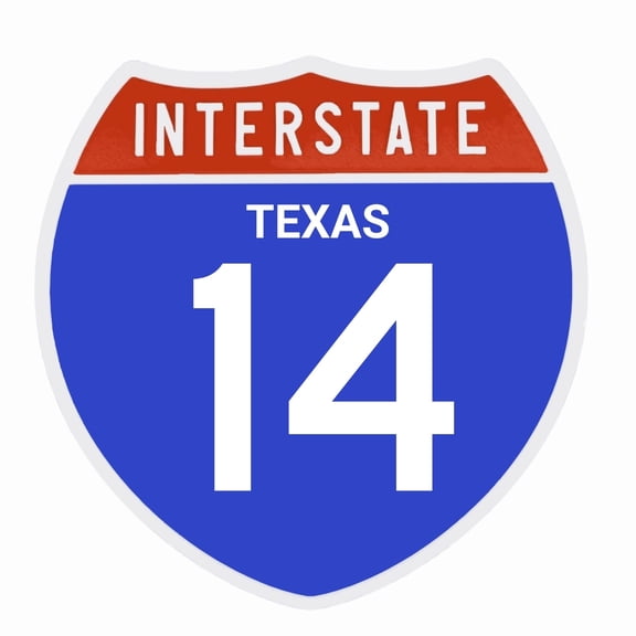 Interstate 14 Road Sign Replica, TEXAS Personalized Travel Decor, 8.5" x 8.5"