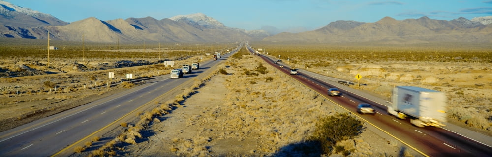 Interstate 15 Near Las Vegas After Winter Storm Nevada Canvas Art - Panoramic Images (36 x 12)
