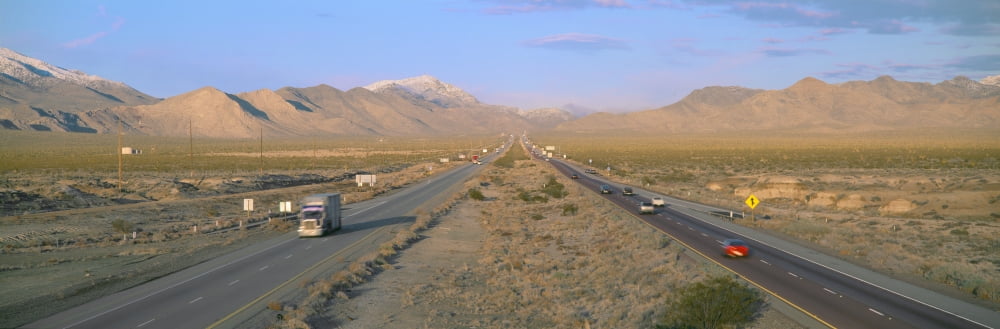 Interstate 15 Near Las Vegas After Winter Storm Nevada Canvas Art - Panoramic Images (36 x 12)