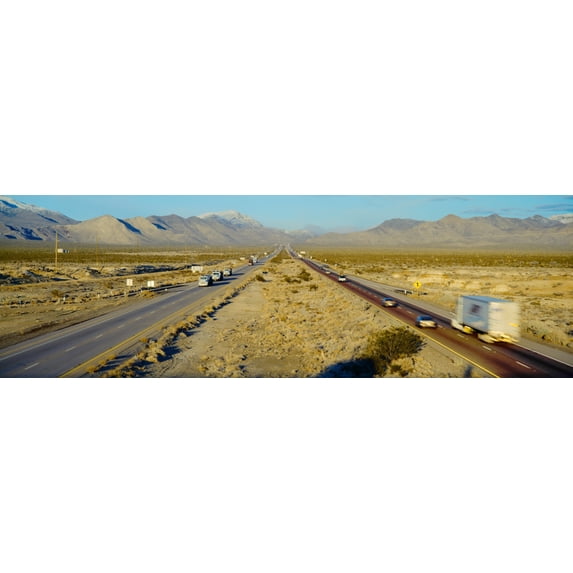 Interstate 15, Near Las Vegas, After Winter Storm, Nevada Poster Print (36 x 12)