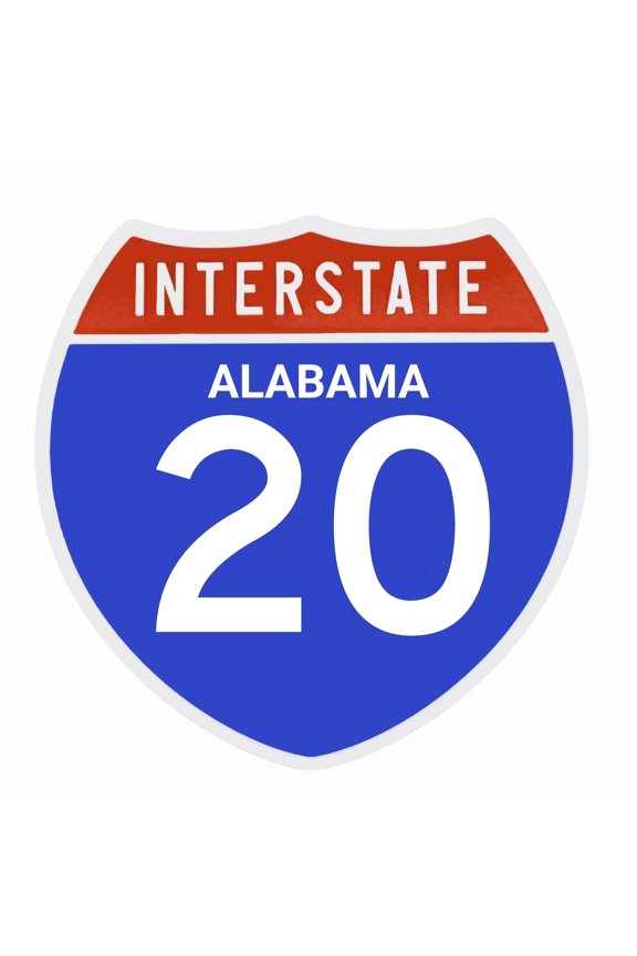 Interstate 20 Alabama Road Sign Replica, Indoor Wall Decor