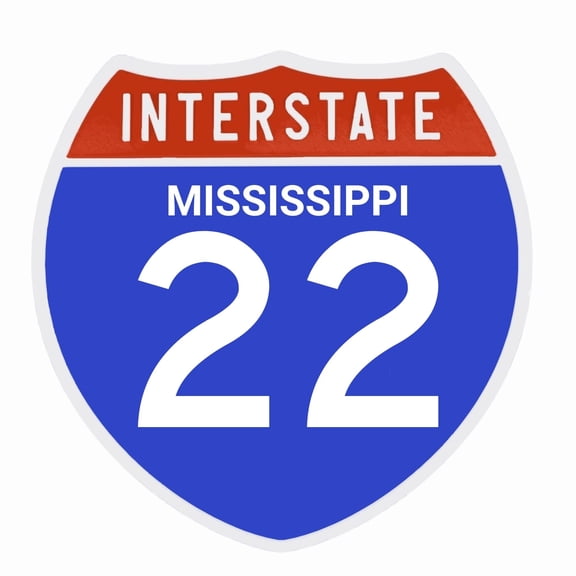 Interstate 22 Road Sign Replica, MISSISSIPPI Personalized Travel Decor, 8.5" x 8.5"
