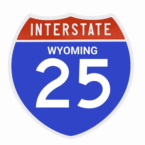 Interstate 25 Road Sign Replica, WYOMING Personalized Travel Decor, 8.5" x 8.5"