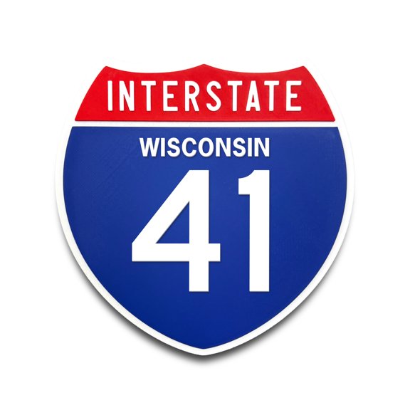 Interstate 41 Wisconsin Road Sign Replica, Indoor Wall Decor