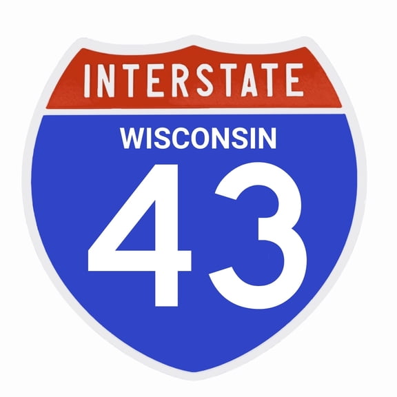 Interstate 43 Road Sign Replica, WISCONSIN Personalized Travel Decor, 8.5" x 8.5"