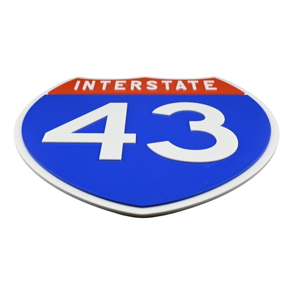 Interstate 43 Road Sign Replica, number Personalized Travel Decor, 8.5" x 8.5"