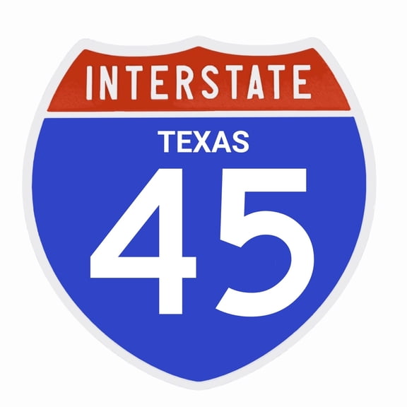 Interstate 45 Road Sign Replica, TEXAS Personalized Travel Decor, 8.5" x 8.5"