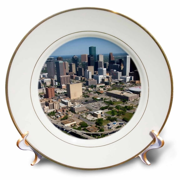3dRose, Interstate 45, US Highway 59, Houston, Texas - US44 DFR0170 - David R. Frazier, 8 inch Porcelain Plate