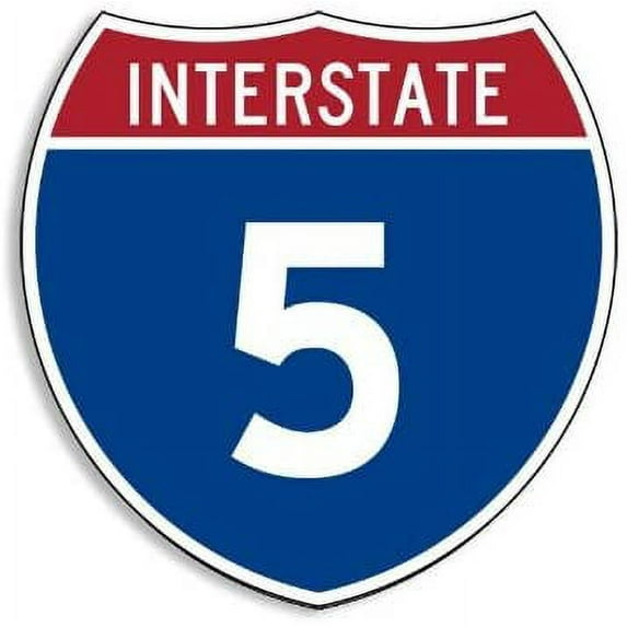 Interstate 5 Freeway Sign Shaped Bumper 3M Reflective sticker| California Golden State