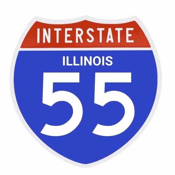 Interstate 55 Road Sign Replica, ILLINOIS Personalized Travel Decor, 8.5" x 8.5"