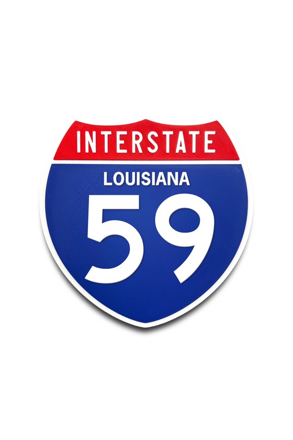 Interstate 59 Louisiana Road Sign Replica, Indoor Wall Decor