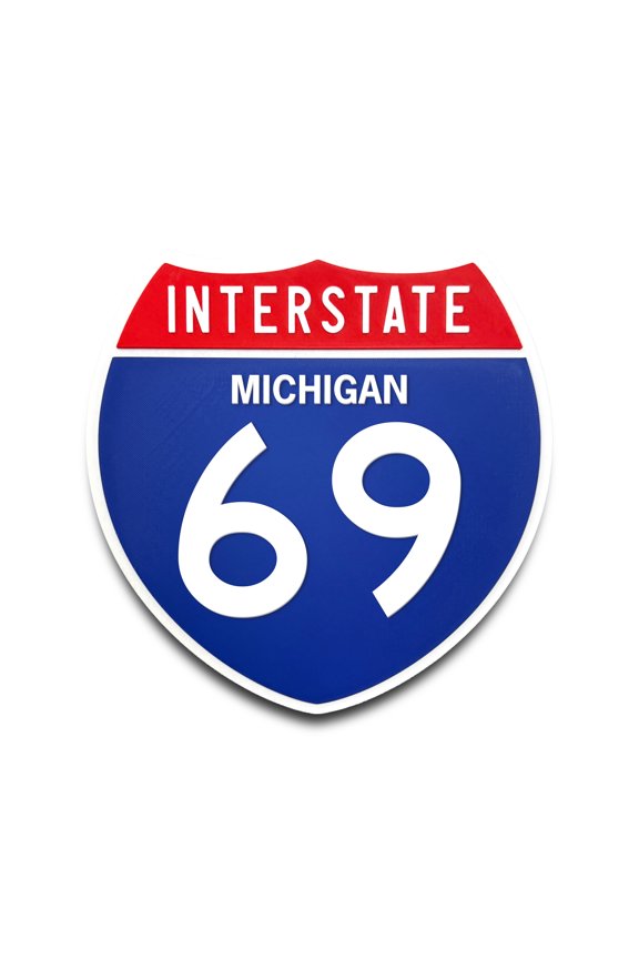 Interstate 69 Michigan Road Sign Replica, Indoor Wall Decor
