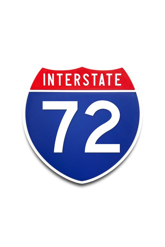 Interstate 72 Number Only Road Sign Replica, Indoor Wall Decor