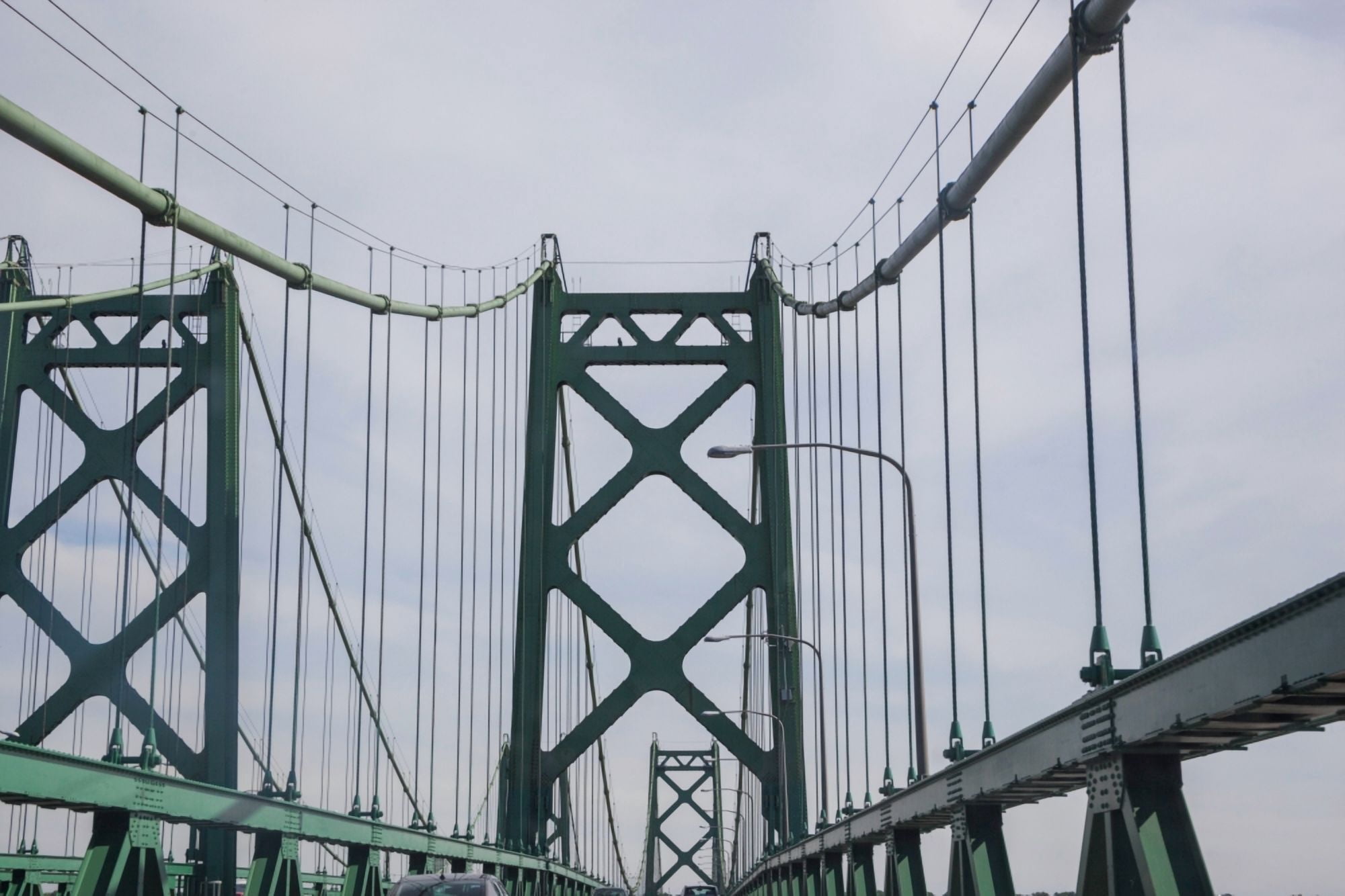 Interstate 74 Bridge spanning the Mississippi River between Bettendorf Iowa and Moline Illinois USA Canvas Art - Panoramic Images (24 x 36)