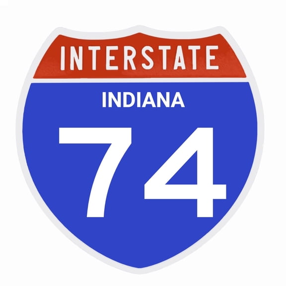 Interstate 74 Road Sign Replica, INDIANA Personalized Travel Decor, 8.5" x 8.5"
